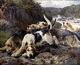 Noble Canvas Paintings - The Otterhounds by John Sargent Noble